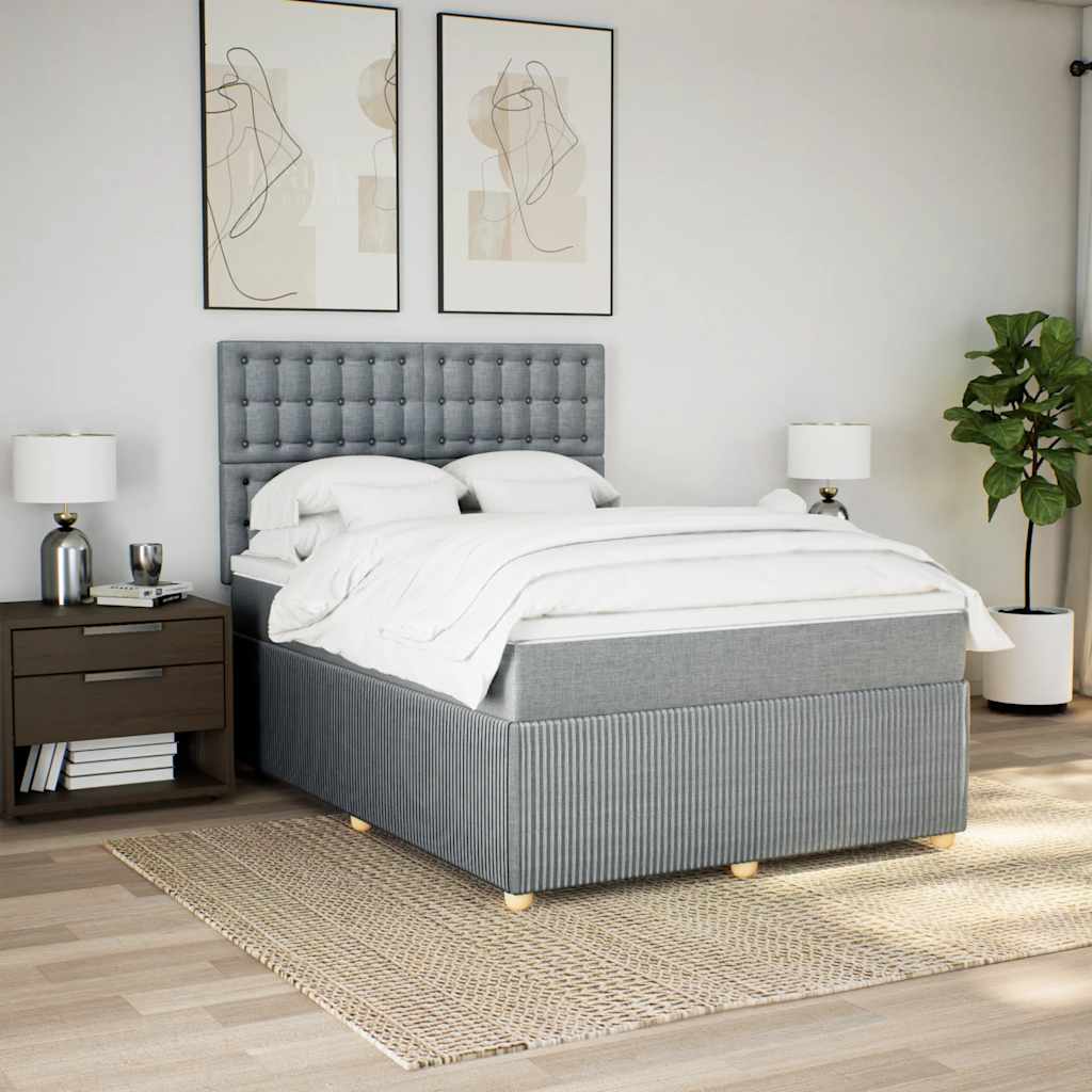 Sommier à lattes de lit avec matelas Gris clair 140x190cm Tissu - XIOS