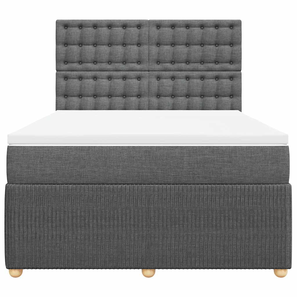 Sommier à lattes de lit avec matelas Gris foncé 140x190cm Tissu - XIOS