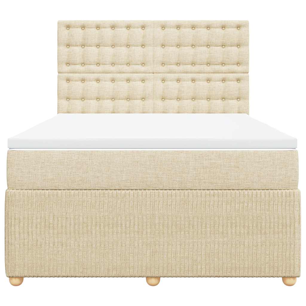Sommier à lattes de lit avec matelas Crème 140x190 cm Tissu - XIOS