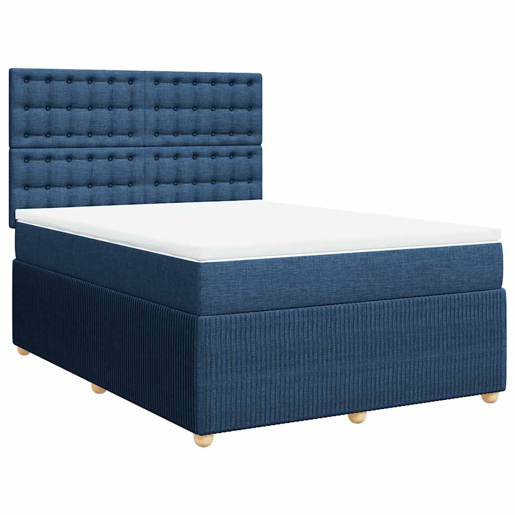 Sommier à lattes de lit avec matelas Bleu 140x190 cm Tissu - XIOS