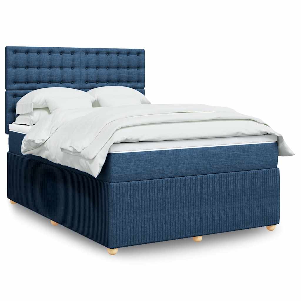 Sommier à lattes de lit avec matelas Bleu 140x190 cm Tissu - XIOS