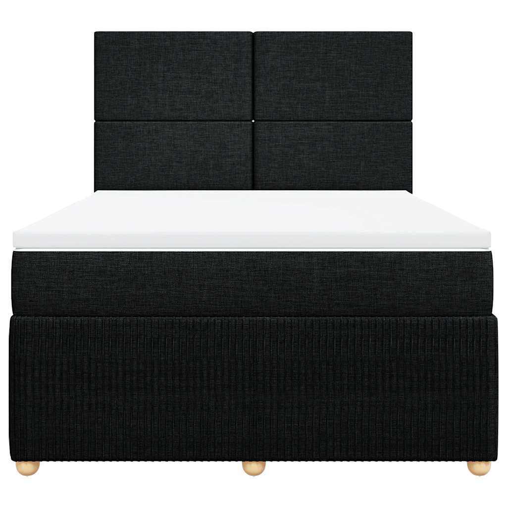 Sommier à lattes de lit avec matelas Noir 140x200 cm Tissu