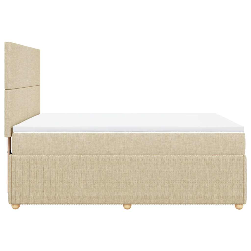 Sommier à lattes de lit avec matelas Crème 140x200 cm Tissu