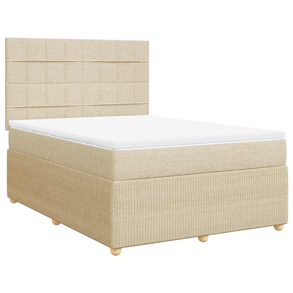 Sommier à lattes de lit avec matelas Crème 140x200 cm Tissu - XIOS