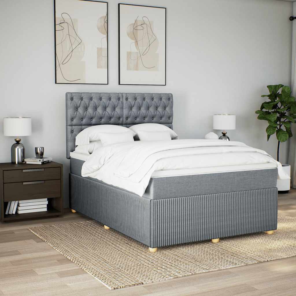 Sommier à lattes de lit avec matelas Gris clair 140x200cm Tissu - XIOS