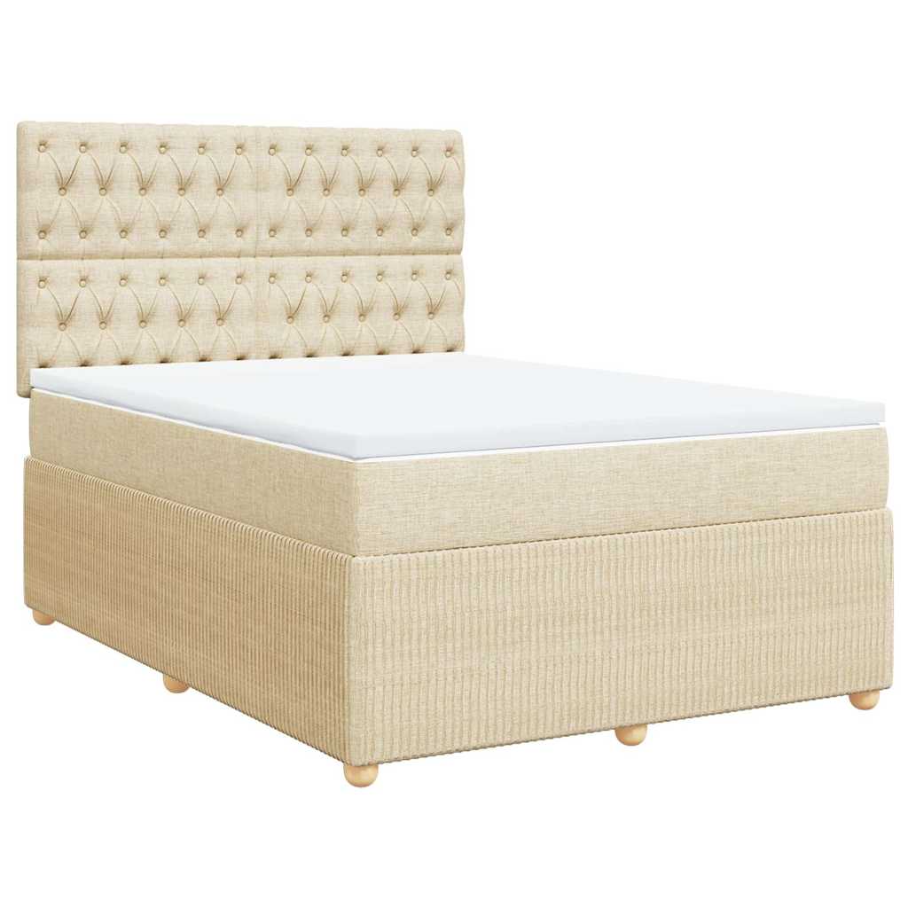 Sommier à lattes de lit avec matelas Crème 140x200 cm Tissu - XIOS