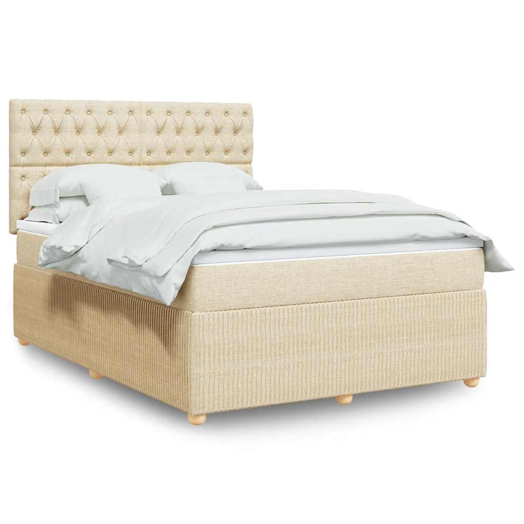 Sommier à lattes de lit avec matelas Crème 140x200 cm Tissu - XIOS