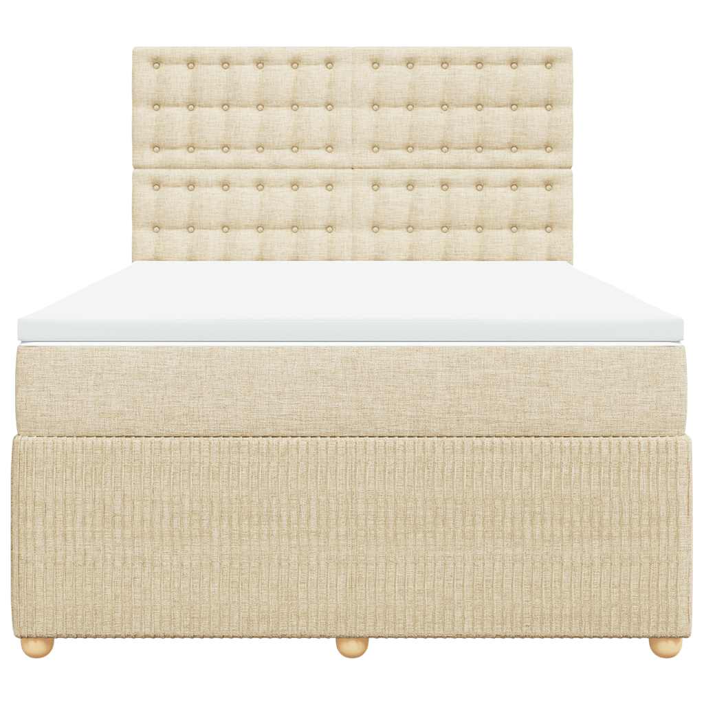 Sommier à lattes de lit avec matelas Crème 140x200 cm Tissu - XIOS