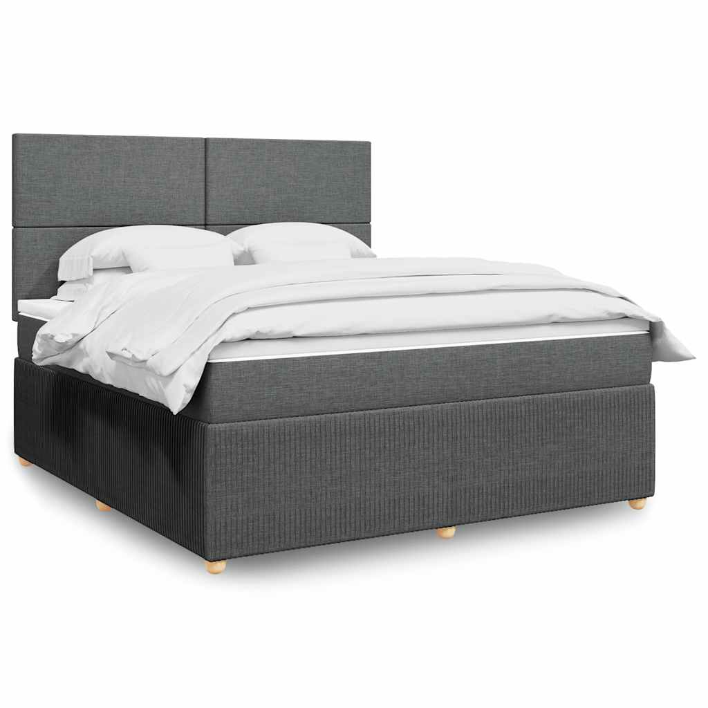 Sommier à lattes de lit avec matelas Gris foncé 180x200cm Tissu - XIOS