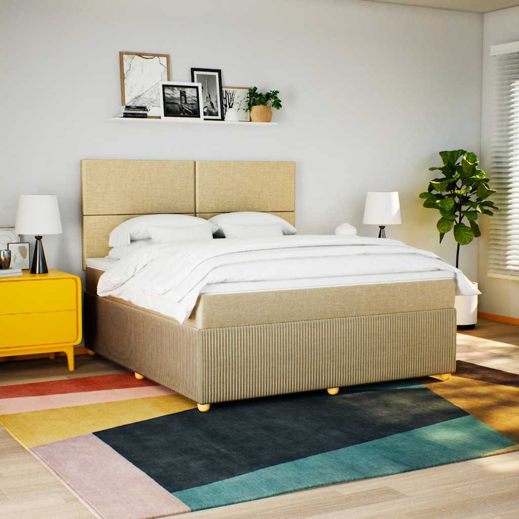 Sommier à lattes de lit avec matelas Crème 180x200 cm Tissu - XIOS
