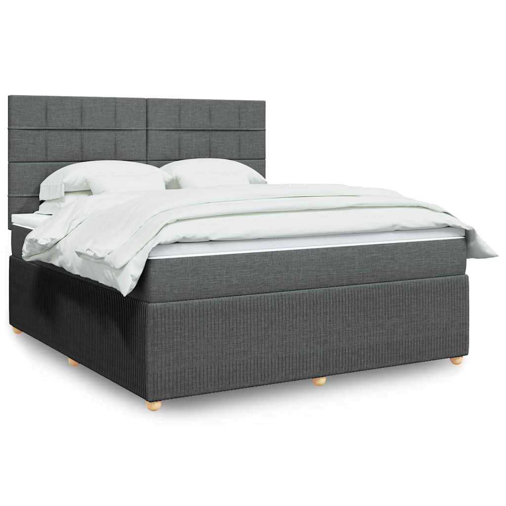 Sommier à lattes de lit avec matelas Gris foncé 180x200cm Tissu - XIOS