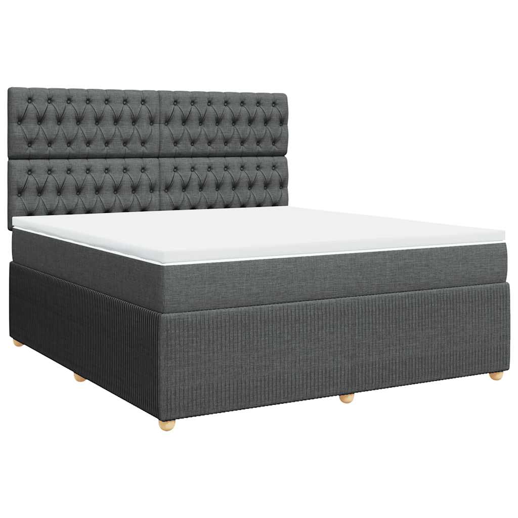 Sommier à lattes de lit avec matelas Gris foncé 180x200cm Tissu - XIOS