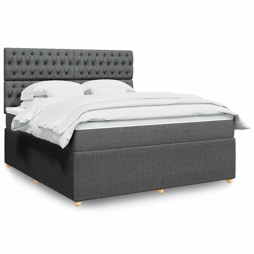Sommier à lattes de lit avec matelas Gris foncé 180x200cm Tissu - XIOS