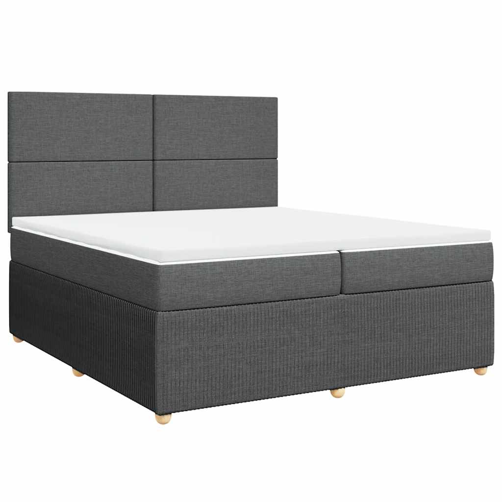Sommier à lattes de lit avec matelas Gris foncé 200x200cm Tissu - XIOS