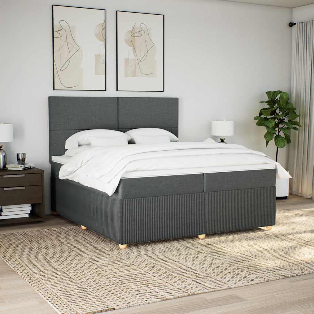 Sommier à lattes de lit avec matelas Gris foncé 200x200cm Tissu - XIOS