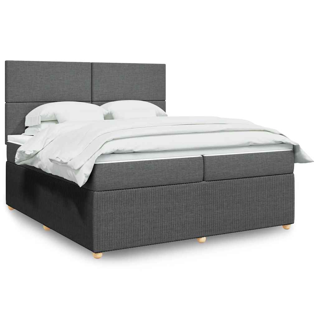 Sommier à lattes de lit avec matelas Gris foncé 200x200cm Tissu - XIOS