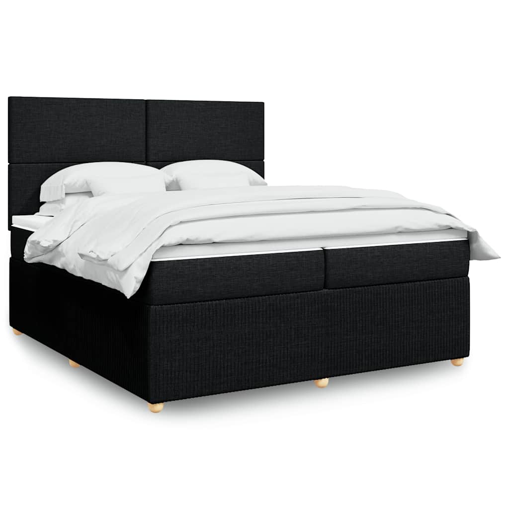 Sommier à lattes de lit avec matelas Noir 200x200 cm Tissu - XIOS