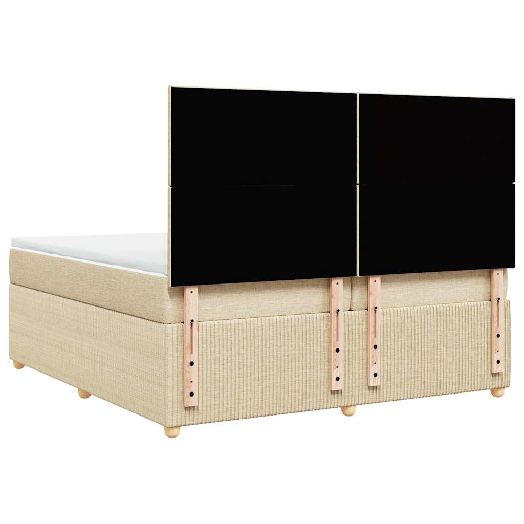 Sommier à lattes de lit avec matelas Crème 200x200 cm Tissu - XIOS