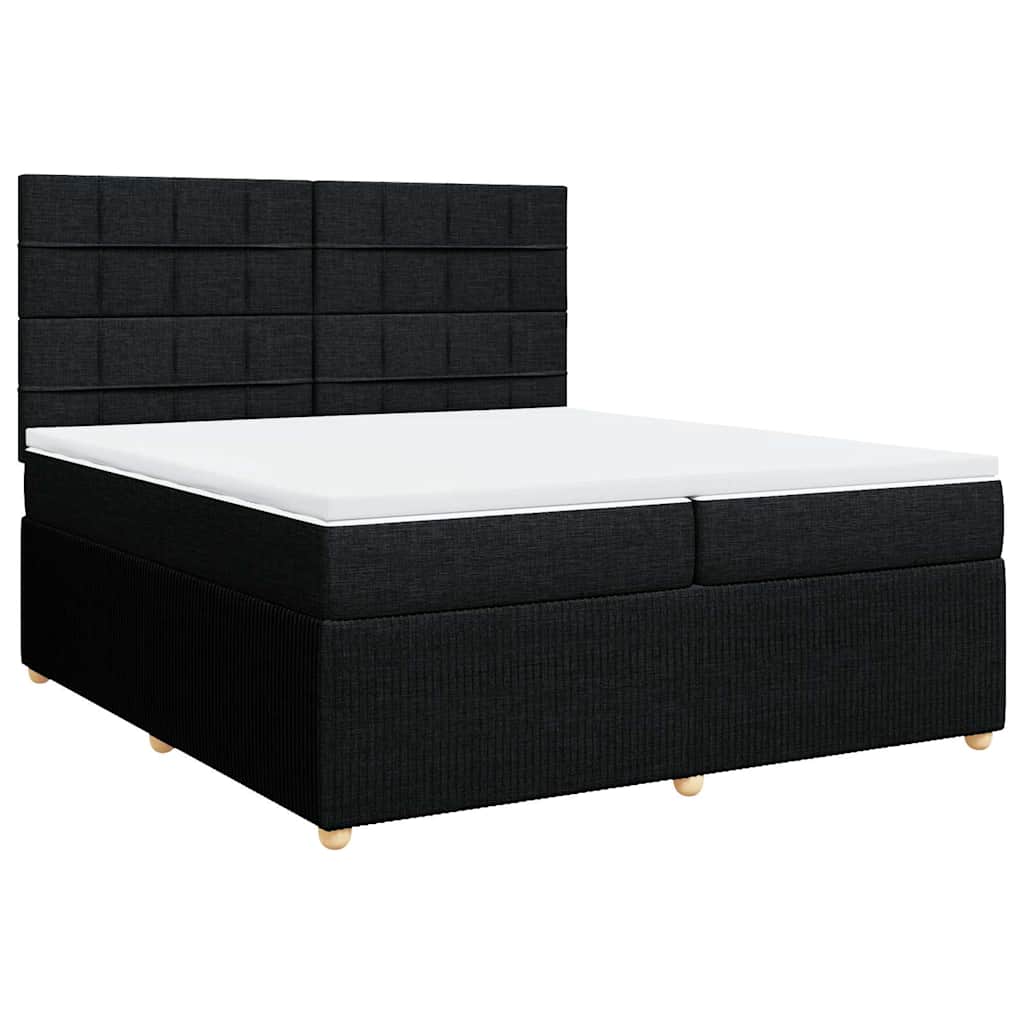 Sommier à lattes de lit avec matelas Noir 200x200 cm Tissu - XIOS