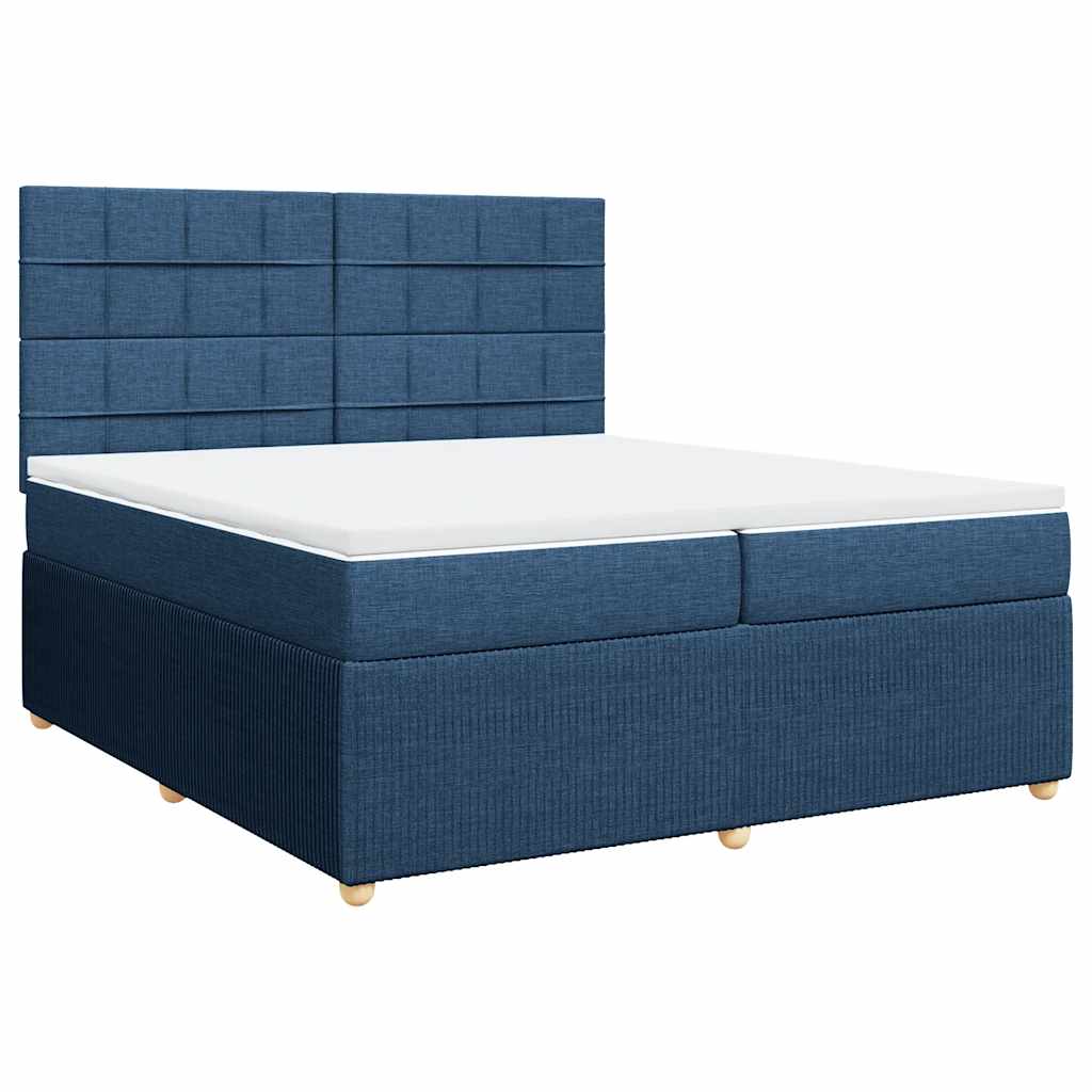Sommier à lattes de lit avec matelas Bleu 200x200 cm Tissu - XIOS