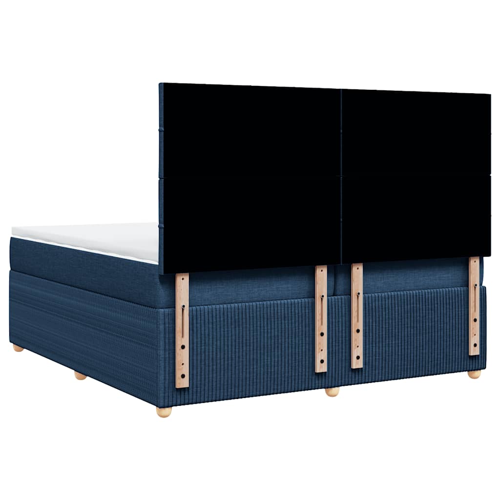 Sommier à lattes de lit avec matelas Bleu 200x200 cm Tissu - XIOS