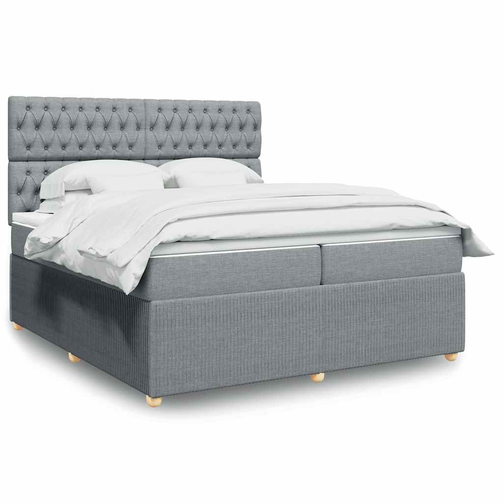 Sommier à lattes de lit avec matelas Gris clair 200x200cm Tissu - XIOS