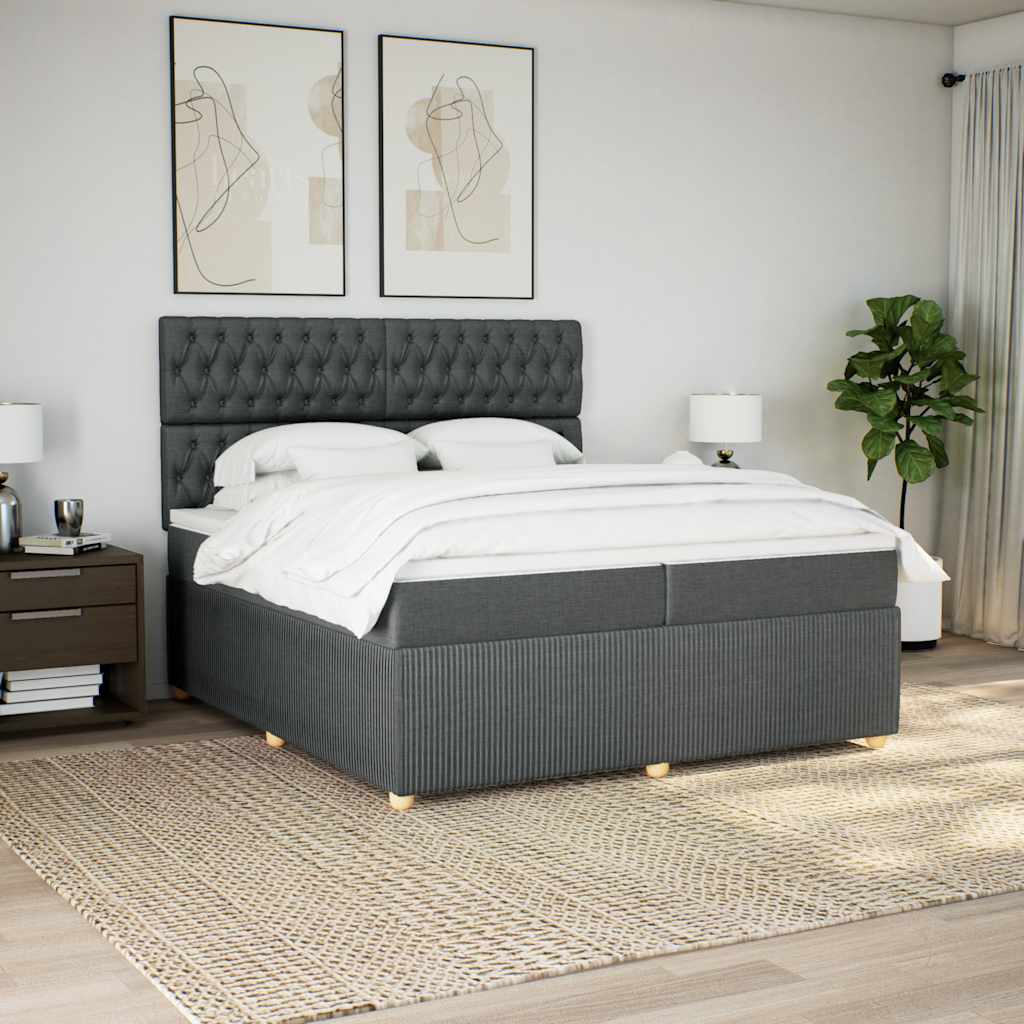 Sommier à lattes de lit avec matelas Gris foncé 200x200cm Tissu - XIOS