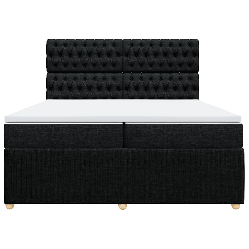Sommier à lattes de lit avec matelas Noir 200x200 cm Tissu - XIOS