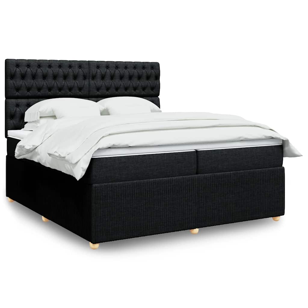 Sommier à lattes de lit avec matelas Noir 200x200 cm Tissu - XIOS