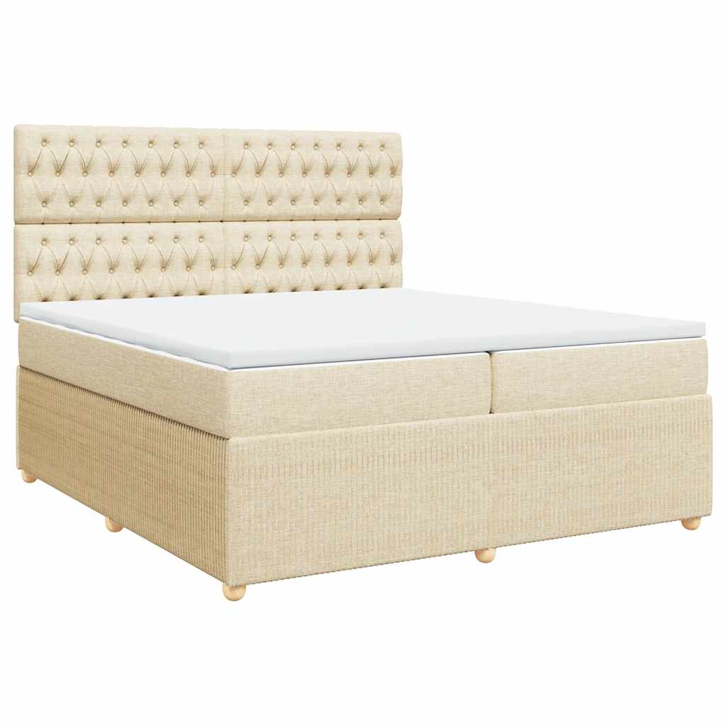 Sommier à lattes de lit avec matelas Crème 200x200 cm Tissu - XIOS