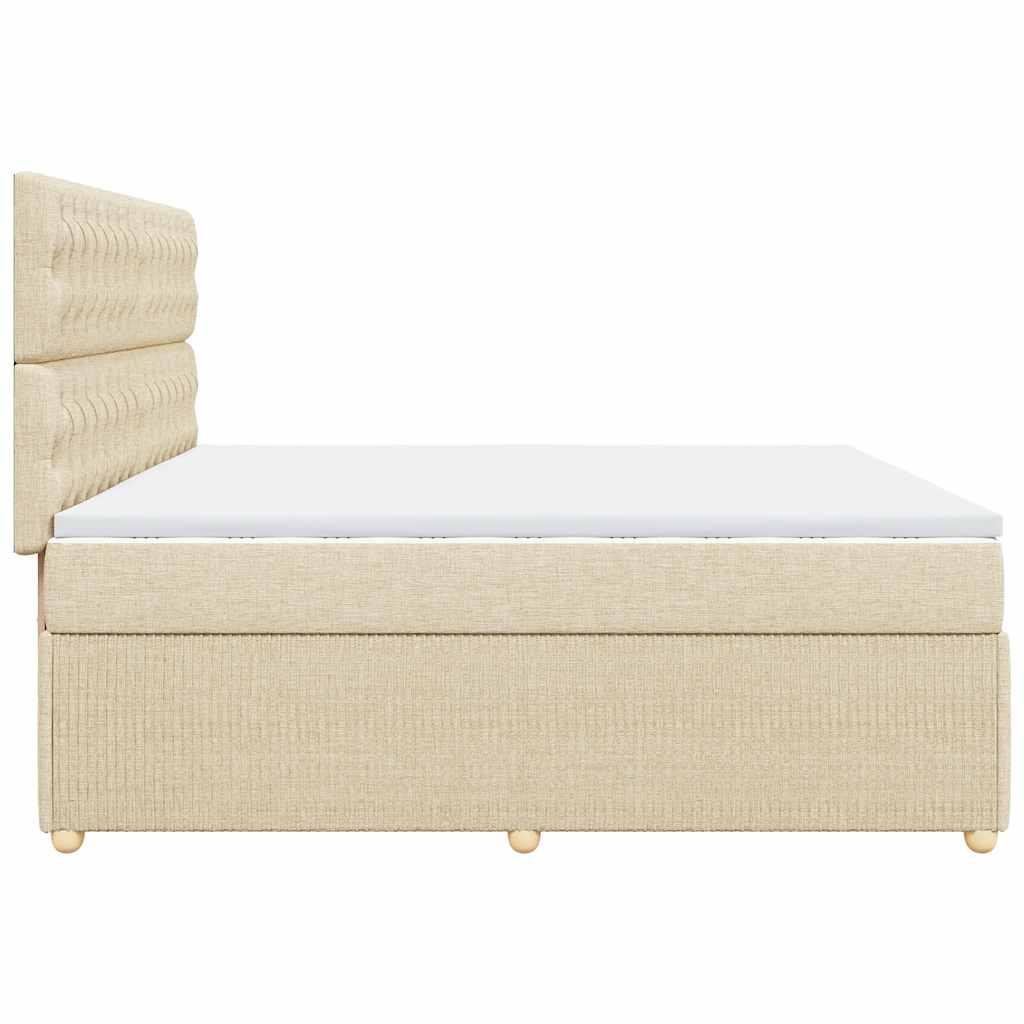 Sommier à lattes de lit avec matelas Crème 200x200 cm Tissu - XIOS