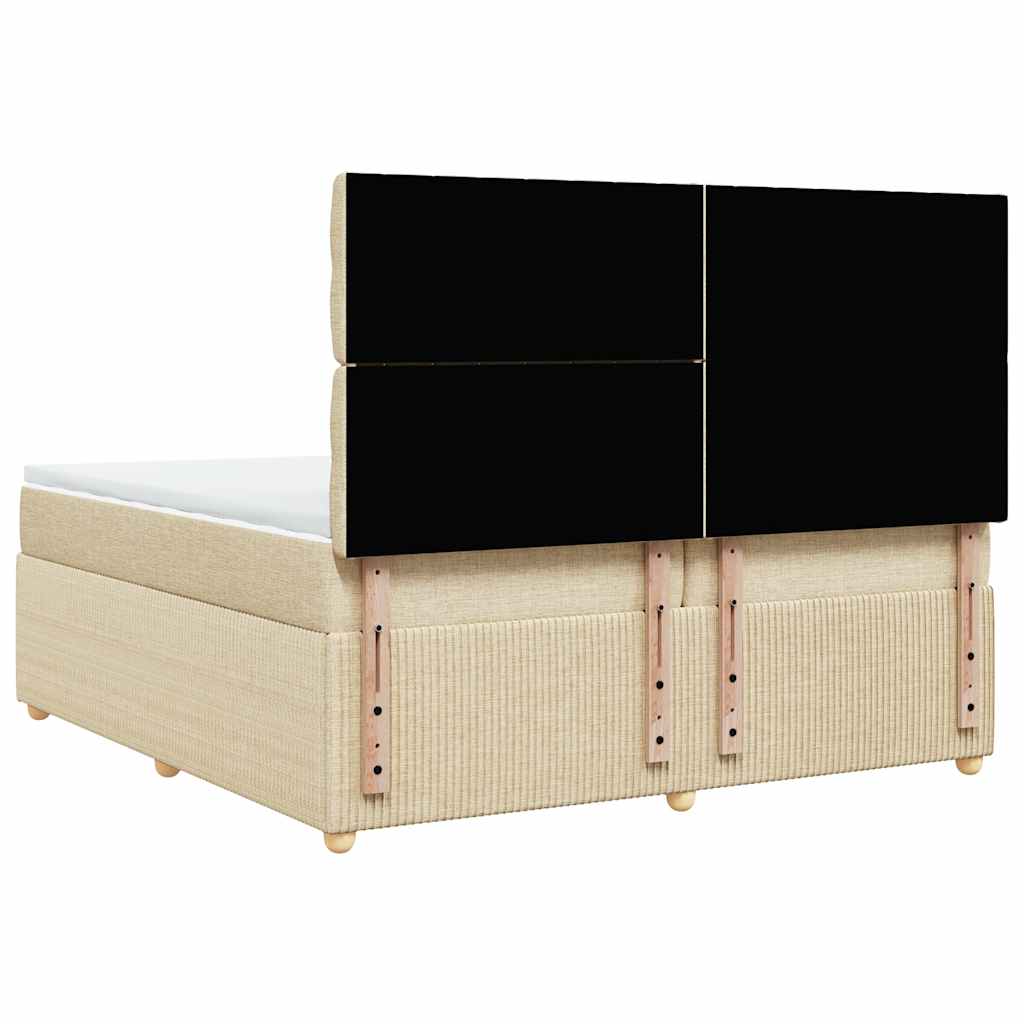 Sommier à lattes de lit avec matelas Crème 200x200 cm Tissu - XIOS