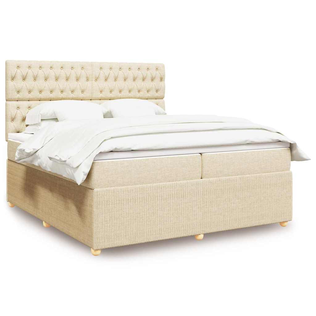 Sommier à lattes de lit avec matelas Crème 200x200 cm Tissu - XIOS