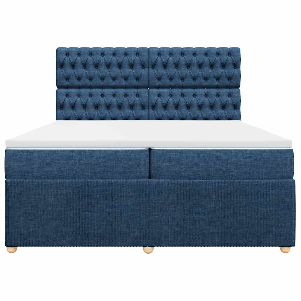 Sommier à lattes de lit avec matelas Bleu 200x200 cm Tissu - XIOS