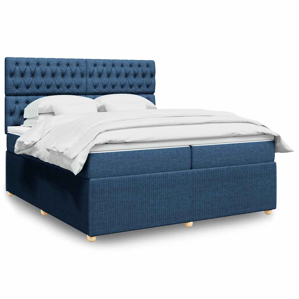 Sommier à lattes de lit avec matelas Bleu 200x200 cm Tissu - XIOS