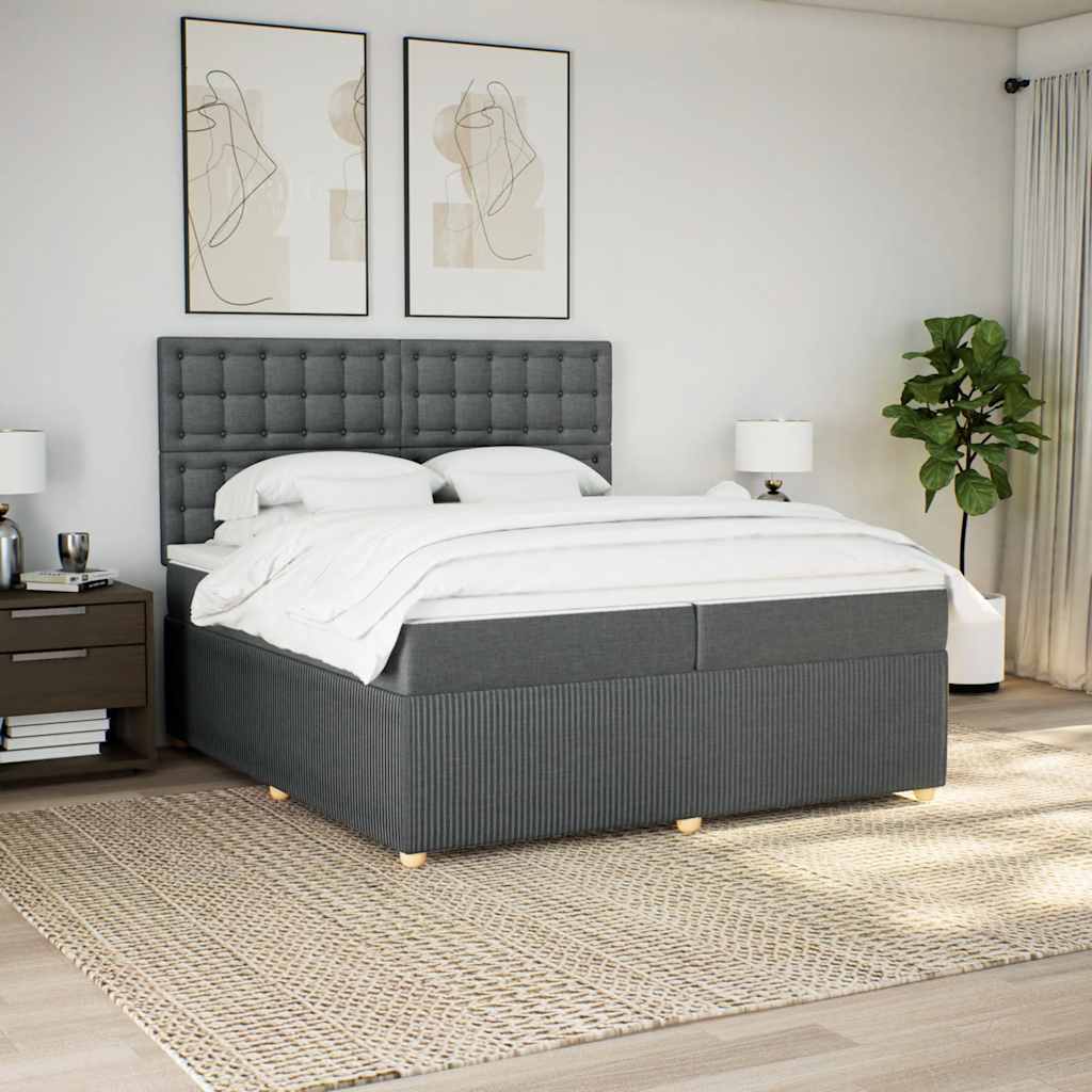 Sommier à lattes de lit avec matelas Gris foncé 200x200cm Tissu - XIOS