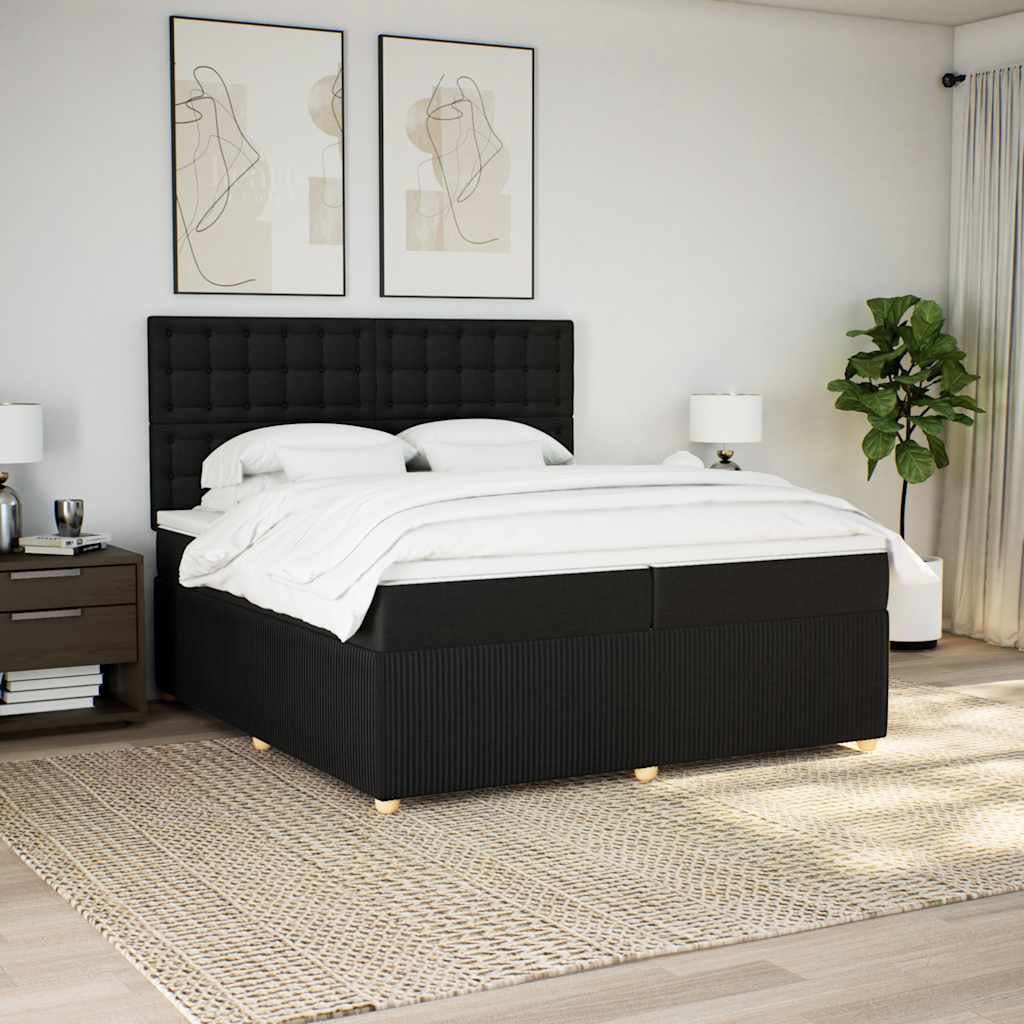 Sommier à lattes de lit avec matelas Noir 200x200 cm Tissu - XIOS