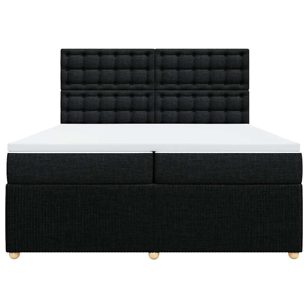 Sommier à lattes de lit avec matelas Noir 200x200 cm Tissu - XIOS