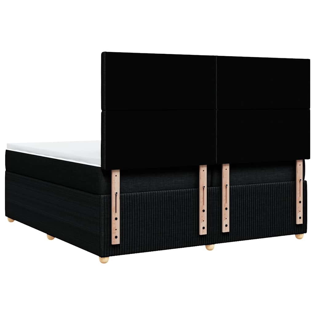 Sommier à lattes de lit avec matelas Noir 200x200 cm Tissu - XIOS