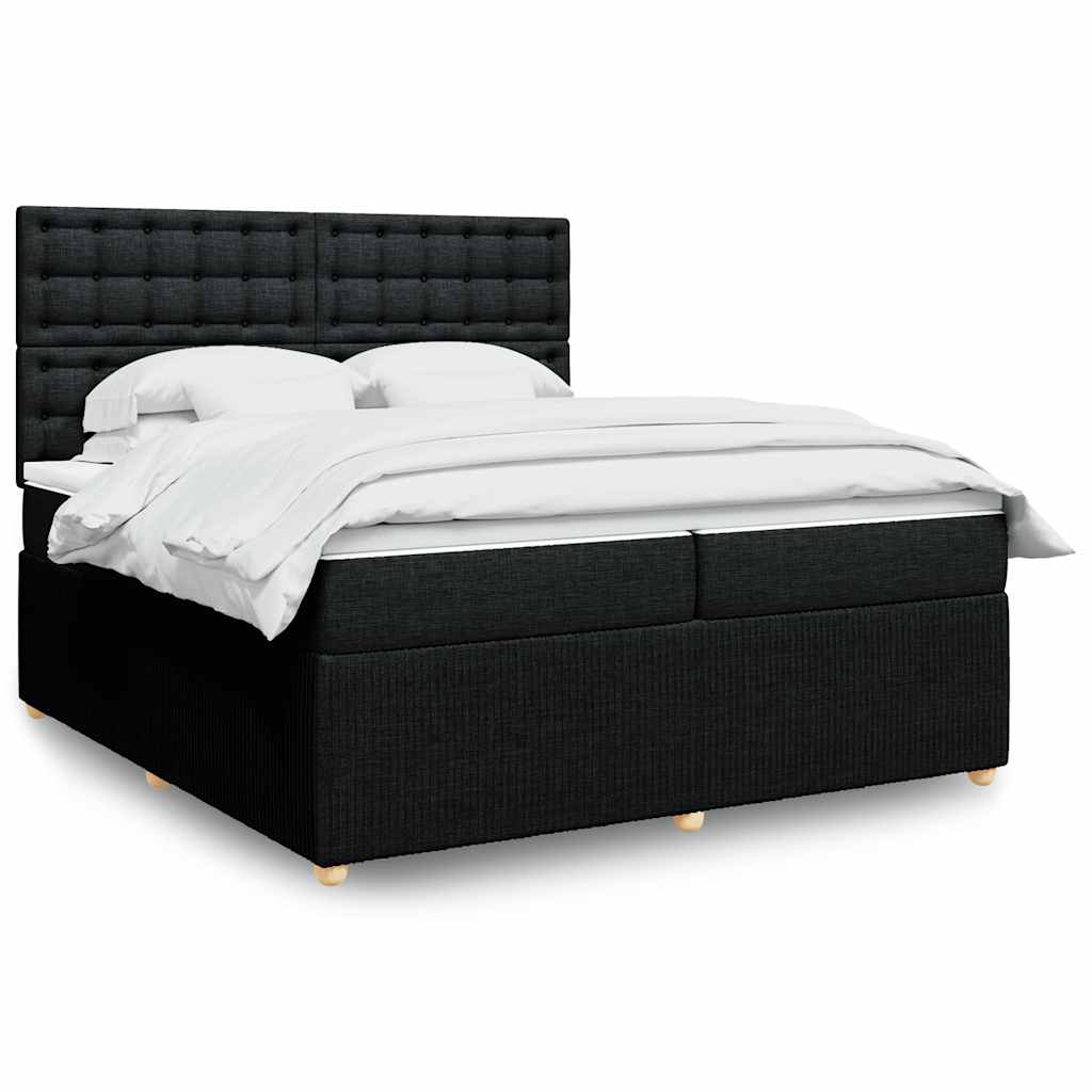 Sommier à lattes de lit avec matelas Noir 200x200 cm Tissu - XIOS