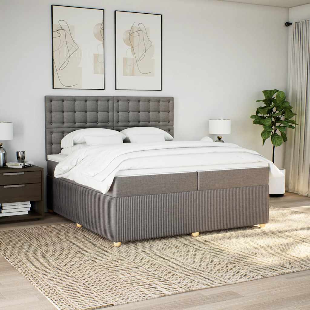 Sommier à lattes de lit avec matelas Taupe 200x200 cm Tissu - XIOS
