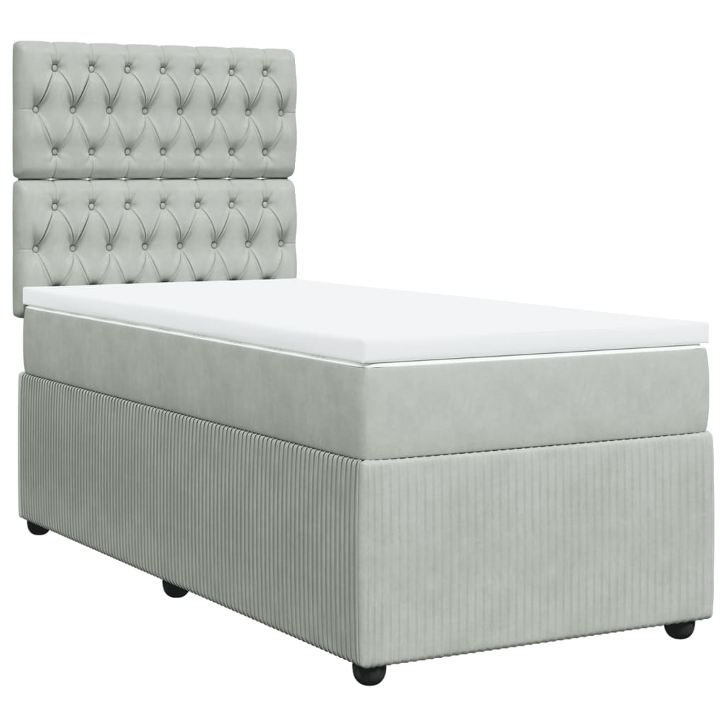 Sommier à lattes de lit et matelas Gris clair 90x190 cm Velours - XIOS