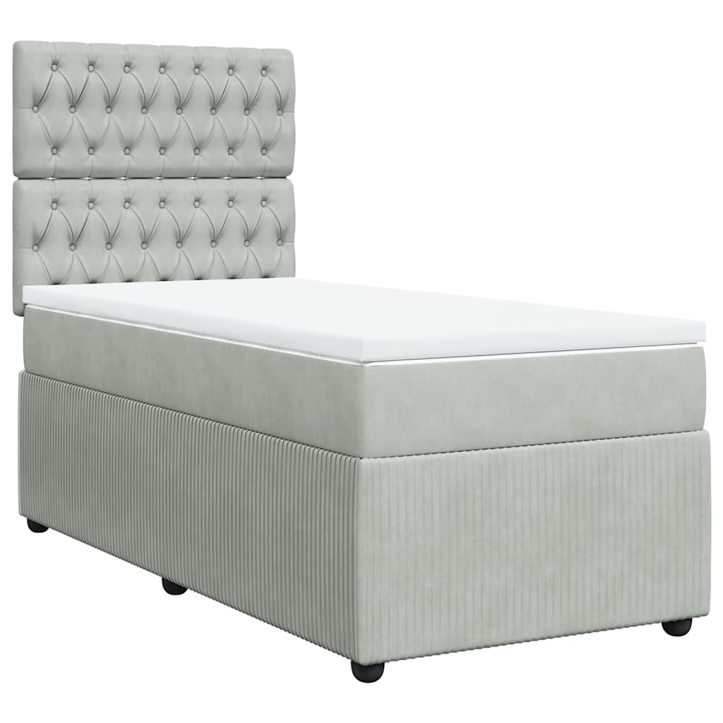 Sommier à lattes de lit et matelas Gris clair 90x200 cm Velours - XIOS