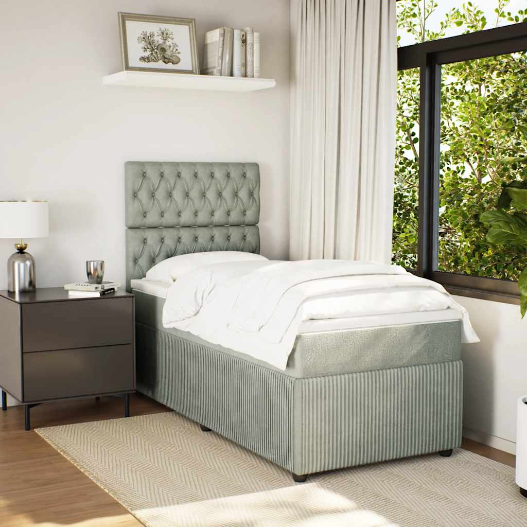 Sommier à lattes de lit et matelas Gris clair 90x200 cm Velours - XIOS