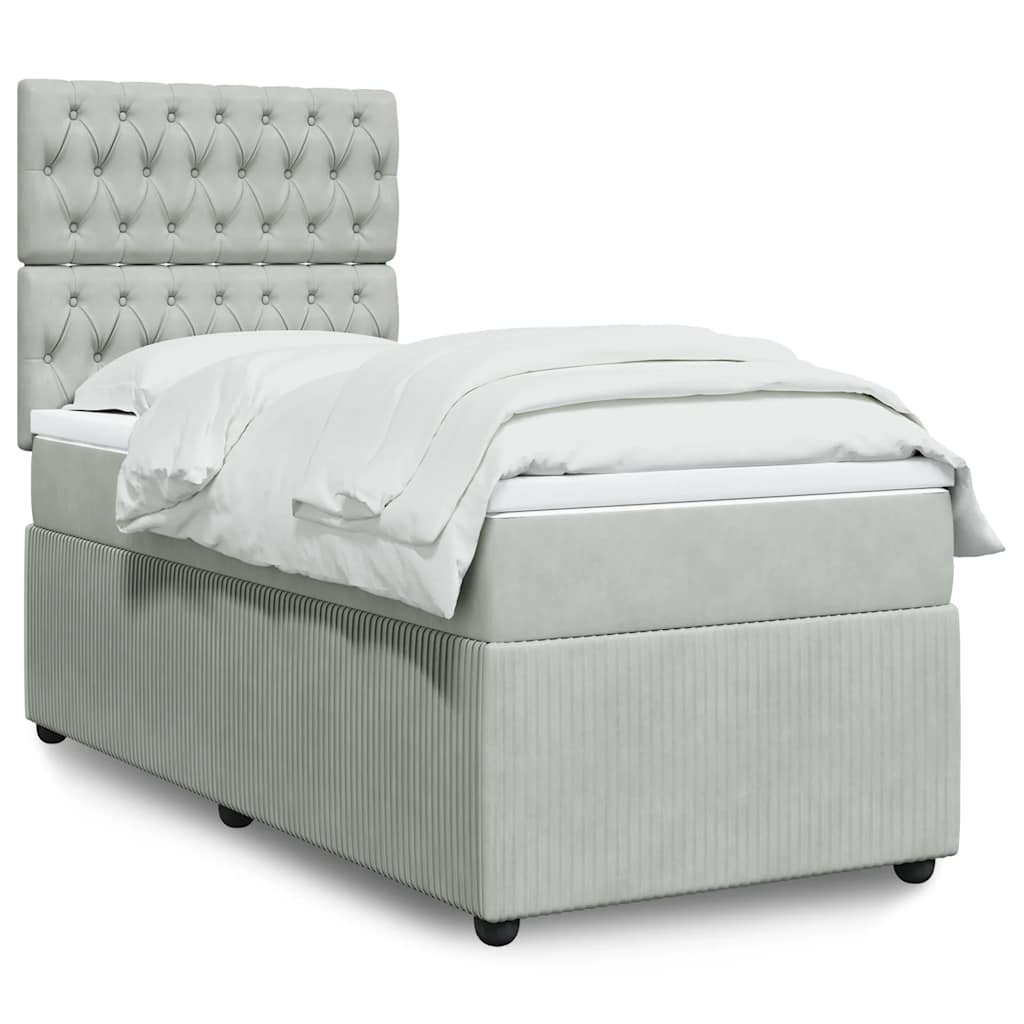 Sommier à lattes de lit et matelas Gris clair 90x200 cm Velours - XIOS