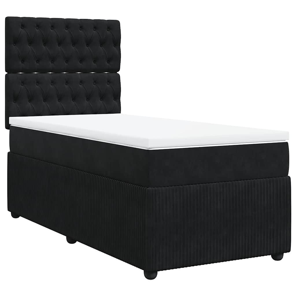 Sommier à lattes de lit avec matelas Noir 100x200 cm Velours - XIOS