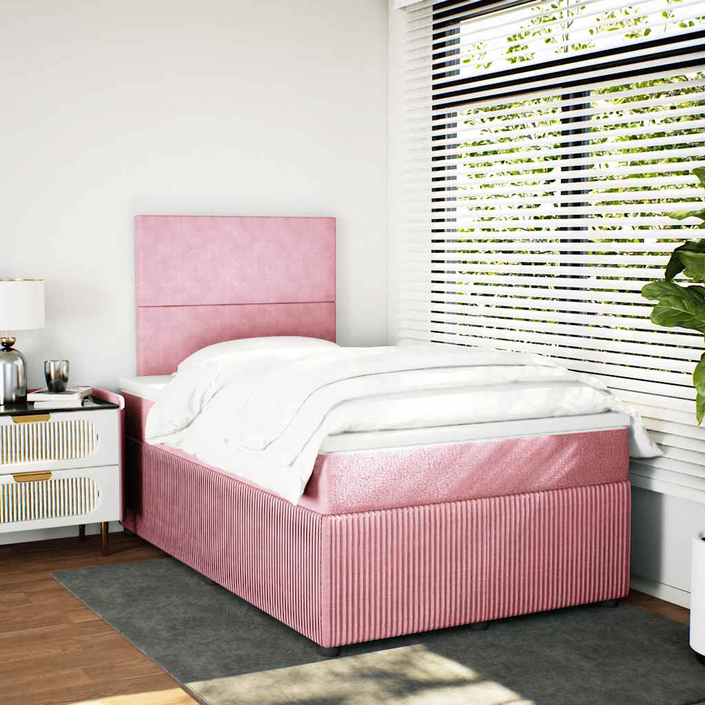 Sommier à lattes de lit avec matelas rose 120x190 cm velours - XIOS