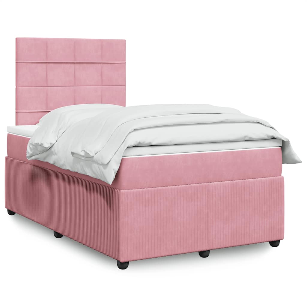 Sommier à lattes de lit avec matelas rose 120x190 cm velours - XIOS