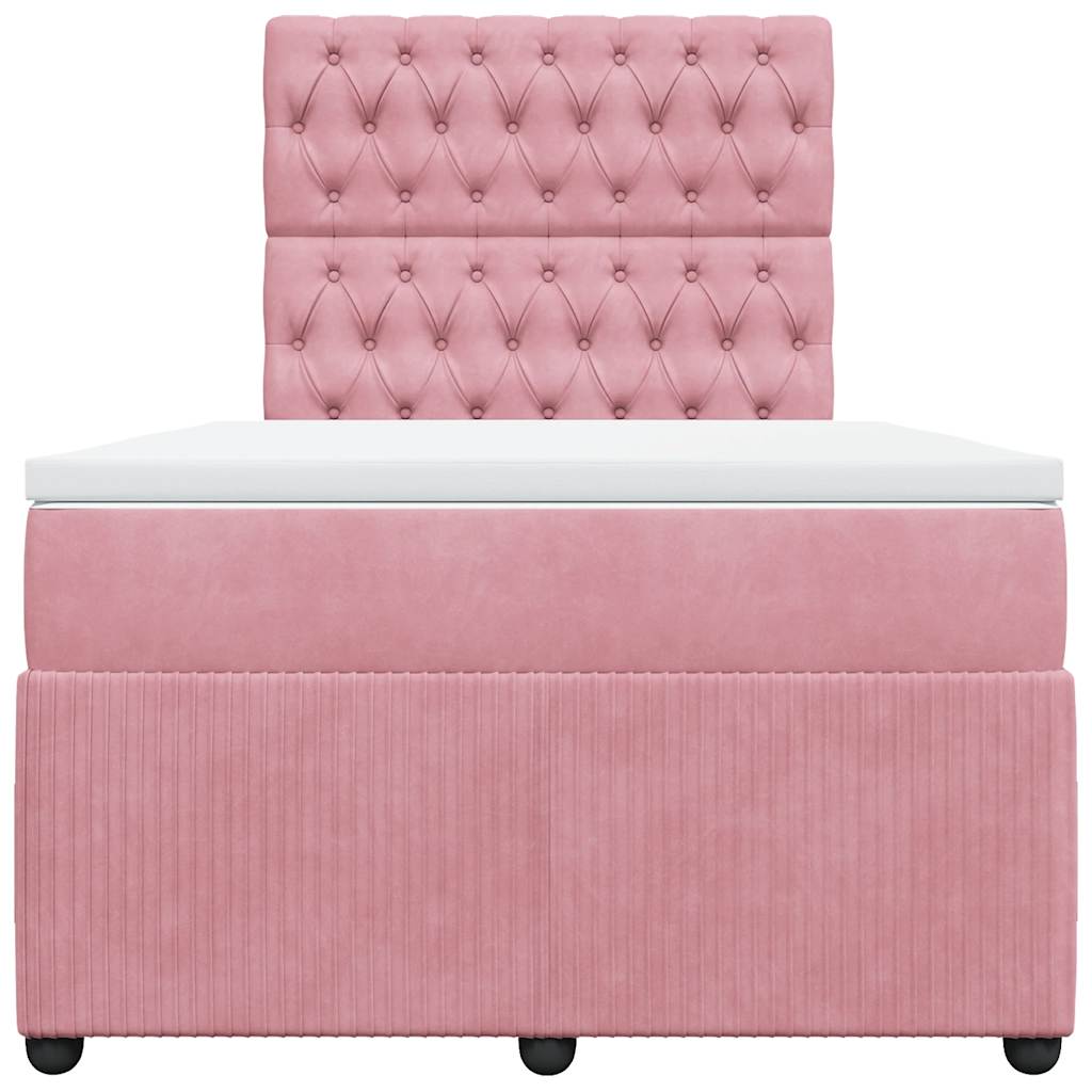Sommier à lattes de lit avec matelas rose 120x190 cm velours - XIOS
