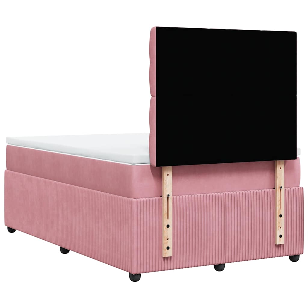 Sommier à lattes de lit avec matelas rose 120x190 cm velours - XIOS